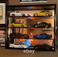 1/18 Scale Diecast Car Display Case Hardwood Cabinet Box Mirrored Back Shelves