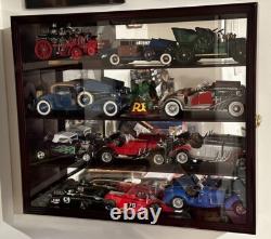 1/18 Scale Diecast Car Display Case Hardwood Cabinet Box Mirrored Back Shelves