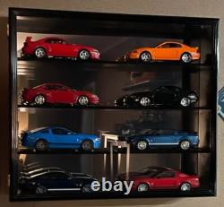 1/18 Scale Diecast Car Display Case Hardwood Cabinet Box Mirrored Back Shelves