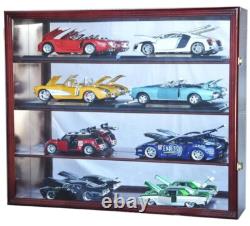 1/18 Scale Diecast Car Display Case Hardwood Cabinet Box Mirrored Back Shelves