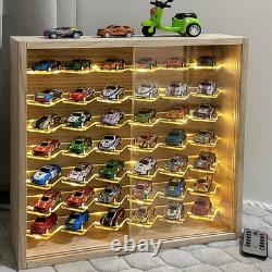 1/64 Mini Cars Display Case with Lighted 7 Tiers Wall Mounted Display Box wit