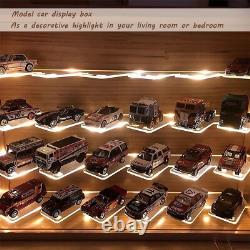 1/64 Mini Cars Display Case with Lighted 7 Tiers Wall Mounted Display Box wit