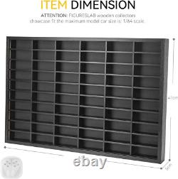 1/64 Scale Diecast Car Display Case with 60 Compartments, Black, 16.27 X 24.09