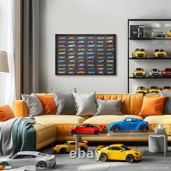 1/64 Scale Diecast Car Display Case with 60 Compartments, Black, 16.27 X 24.09