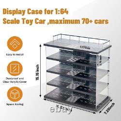 1/64 Scale Diecast LED Car Display Case Cabinet Box 5 Level Memorabilia 75 Cars
