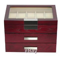 10 20 30 Wrist Watch Oak Storage Display Chest Box Display Wooden Case Cabinet