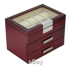 10 20 30 Wrist Watch Oak Storage Display Chest Box Display Wooden Case Cabinet