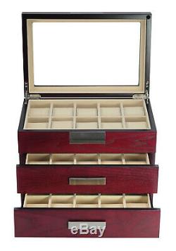 10 20 30 Wrist Watch Oak Storage Display Chest Box Display Wooden Case Cabinet