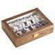 10-Slot Wooden Watch Storage Case with Key Display Storage Organizer Box Casket