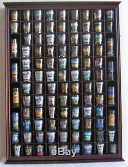 100 Shot Glass Display Case Wall Cabinet Shadow Box, Mahogany Finish, SC15-MAH