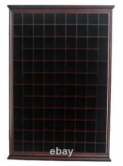 100 Shot Glass Display Case Wall Cabinet Shadow Box, Mahogany Finish, SC15-MAH