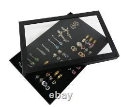 100 Slots Jewelry Ring Display Organizer Tray Holder Earrings Storage Box Case