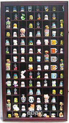 100 Thimble Display Case Cabinet Shadow Box, Glass door, Solid Wood