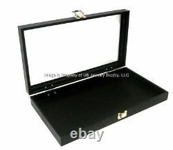 12 Black Glass Lid Top Utility Jewelry Hobby Display Storage Sales Box Cases