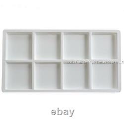 12 Glass Top Lid White 8 Space Organizer Display Boxes Cases Bangle Pins Medals