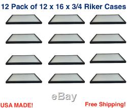 12 Pack of 12 x16 x 3/4 Riker Display Cases Boxes for Collectibles Arrowhead