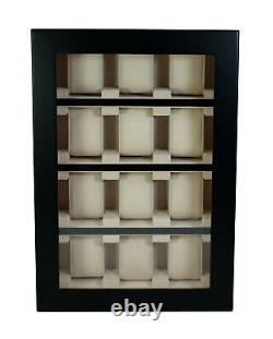 12 Piece Black Ebony Wood Watch Display Wall Hanging Case and Storage Organizer