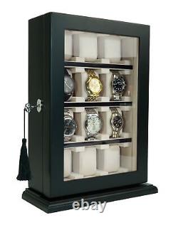 12 Slot Black Wood Watch Display Wall Hanging Case Storage Organizer Box Stand