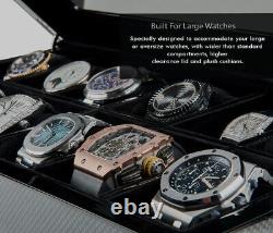 12 Slot Watch Box Organizer with Valet Drawer, Glass Display and Lock