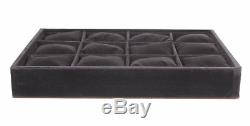 12Grid Velvet Watch Jewelry Display Storage Box Case Bracelet Tray Holder Pillow