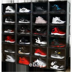 14x Clear Side Shoe Box Sneaker Closet Case Organizer Stackable Display Cabinet