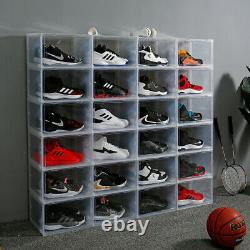 14x Clear Side Shoe Box Sneaker Closet Case Organizer Stackable Display Cabinet