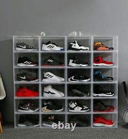 14x Clear Side Shoe Box Sneaker Closet Case Organizer Stackable Display Cabinet