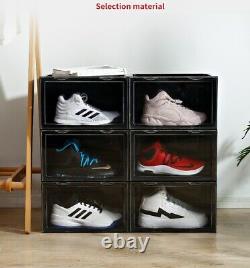 14x Clear Side Shoe Box Sneaker Closet Case Organizer Stackable Display Cabinet