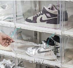 14x Clear Side Shoe Box Sneaker Closet Case Organizer Stackable Display Cabinet