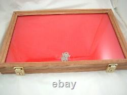 18 X 24 X 3 OAK wood showcase display wood secure locks glass