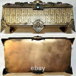 1915 Worlds Fair Ppie La Tausca Brass Ormolu Jeweled Casket Jewelry Vanity Box