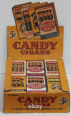 1940 / 1950's VINTAGE 24 BOX CANDY CIGARS PAPER ADVERTISING COUNTER DISPLAY CASE