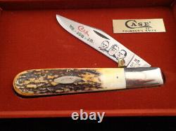 1979 Case Founders 1 Blade 5143 Ssp Daddy Barlow Knife Burnt Stag & Display Box