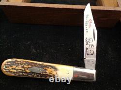 1979 Case Founders 1 Blade 5143 Ssp Daddy Barlow Knife Burnt Stag & Display Box