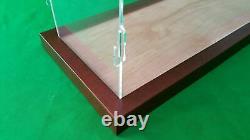 19L x 6W x 8H Clear Acrylic Display Case Box Table Top Showcase Walnut frame