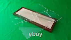 19L x 6W x 8H Clear Acrylic Display Case Box Table Top Showcase Walnut frame