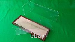 19L x 6W x 8H Clear Acrylic Display Case Box Table Top Showcase Walnut frame