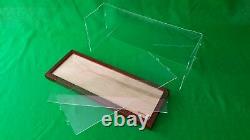 19L x 6W x 8H Clear Acrylic Display Case Box Table Top Showcase Walnut frame