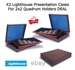 2 Coin Presentation Display Mahogany Style Gift Box Cases VOLTERRA TRIO DEAL NEW