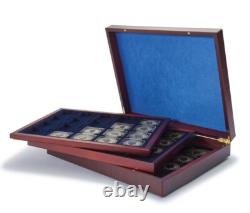 2 Coin Presentation Display Mahogany Style Gift Box Cases VOLTERRA TRIO DEAL NEW