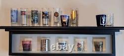 2 DISPLAY CASES withGlass Wood Shadow Box Cabinets WITH 47 shot glasses