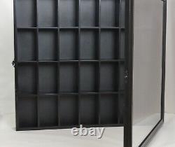 2 DISPLAY CASES withGlass Wood Shadow Box Cabinets WITH 47 shot glasses