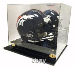 (2) Full Size Football Helmet Deluxe Uv Acrylic Mirror Back Display Cases