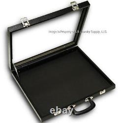 2 Glass Top Black 40 Space Display Box Organizer Case with 4 Extra Liners