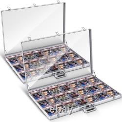 2 Pcs Aluminum Glass Display Case for Cards Trade Show Table Top Portable Spo