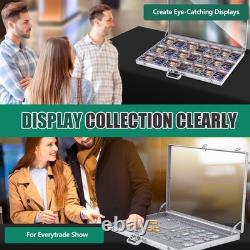 2 Pcs Aluminum Glass Display Case for Cards Trade Show Table Top Portable Spo