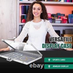 2 Pcs Aluminum Glass Display Case for Cards Trade Show Table Top Portable Spo