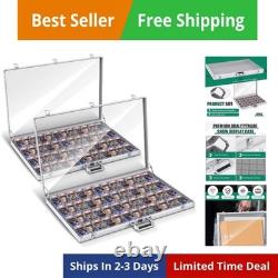 2 Pcs Card Show Display Case Trade Show Display Case Sport Aluminum Glass Tab