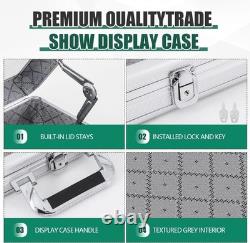2 Pcs Card Show Display Case Trade Show Display Case Sport Aluminum Glass Tab