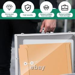 2 Pcs Card Show Display Case Trade Show Display Case Sport Aluminum Glass Tab